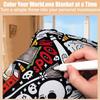 Diy Coloring Blanket, Washable Color Your Own Fleece Throw Blanket For Kids And Adults Soft Cozy Art Project