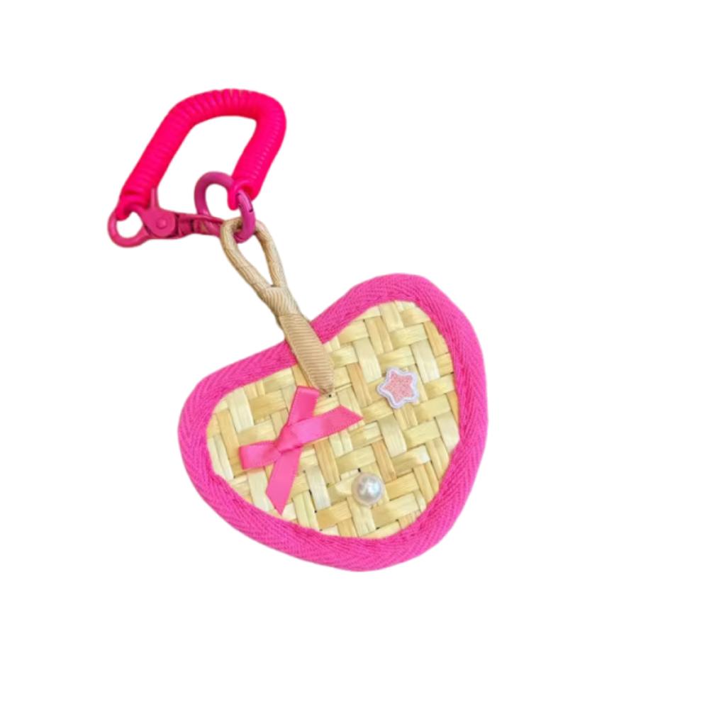 

Sweet Mini Hand-woven Straw Fan INS Korean Style Backpack Pendant with Lanyard Creative Summer Cooling Fan Indoor розы красного