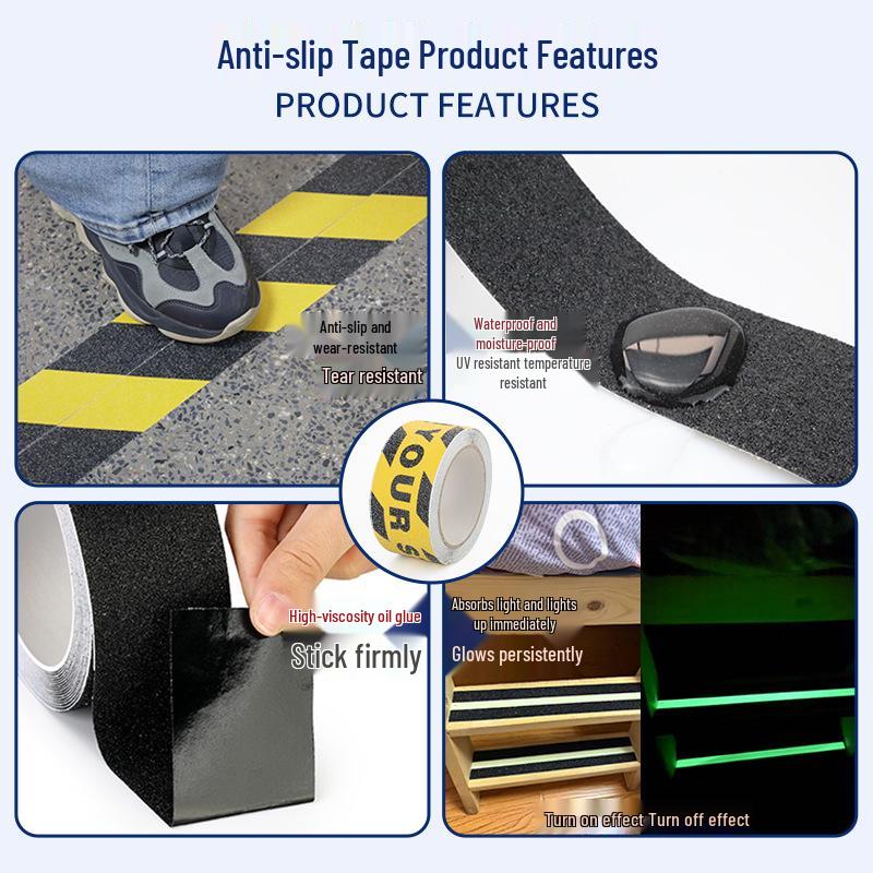 Black Frosted Non-slip Waterproof High-Adhesion Stair Treads Tape for Bathroom Floors