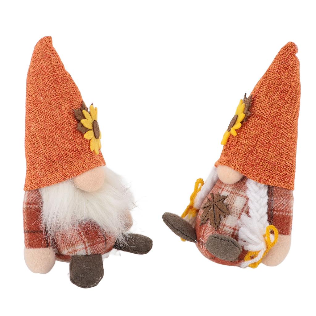 2 Pcs Sunflower Gnomes Decorations Cute Dwarf Figurines Handmade Plush Stuffed Gnomes for Holiday Fe
