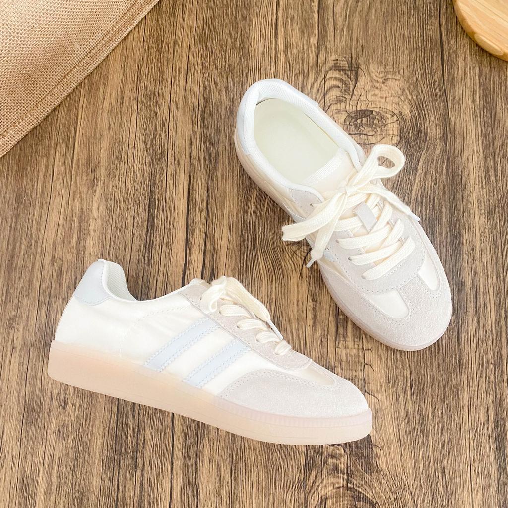 With skirt German training shoes women's summer breathable thin popular lightweight flat baseplate shoes retro board shoes casual little white shoes
