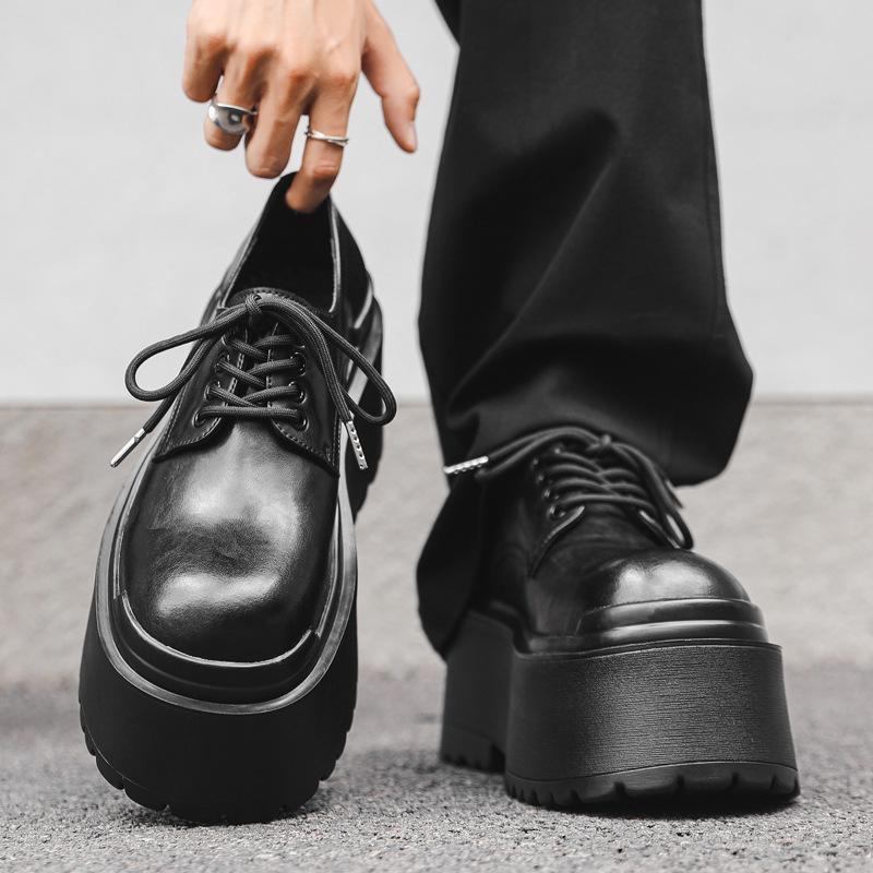 

Осенне-зимние новые парижские подиумные туфли на толстой подошве высотой 10 см, персонализированные дизайнерские повседневные туфли дерби 66645-J 38 чёрный