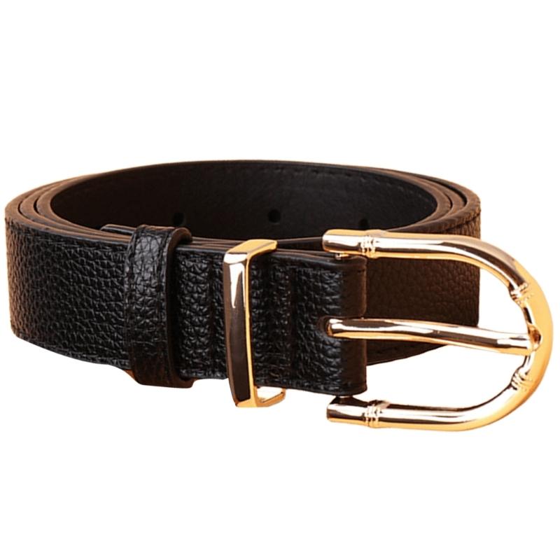 

Adjustable Faux Leather Waistband Women s Belt with Unique Bamboo Clasp Detailing for Everyday Wear & Parties чёрный