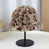 Winter Cross-border New Trend Plush Hat Women's Korean Version Fashion Foreign Style Leopard Print Bucket Hat Versatile Basin Hat To Keep Warm