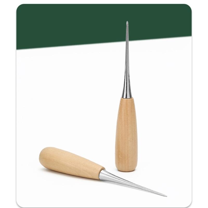 Solid Wood Handle Crafting Awl For Leatherwork Shoe Repair And DIY Applications