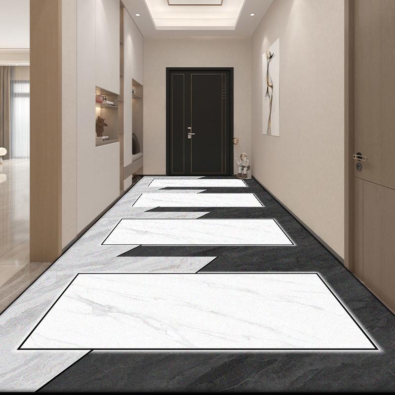 Black White Luxury Runner Corridor Carpet Nordic Decoration Home Living Room Long Rugs Hotel Lobby Stairs Non-slip Washable Mat