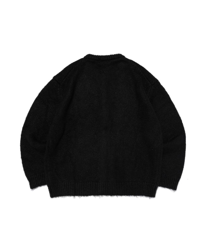 Analog Mood (Unisex) Wool Round Back Knit Cardigan (Black)