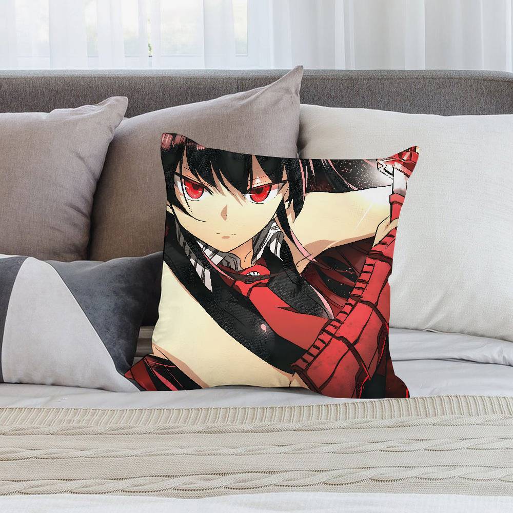 Anime A-Akame ga Kill Pillow Case Short plush Double-sided Print Square Throw Pillow Covers Sofa Home Cushion Decor