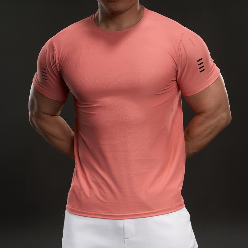 Wygodna Sportowa i Casualowa Stylizacja Modny Dopasowany Elastyczny Fitness Outdoorowy T-shirt z Krótkim Rękawem