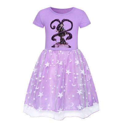 5582 Rochie Prințesă din Plasă Imprimată cu Împletituri Lily Love pentru Fete Copii