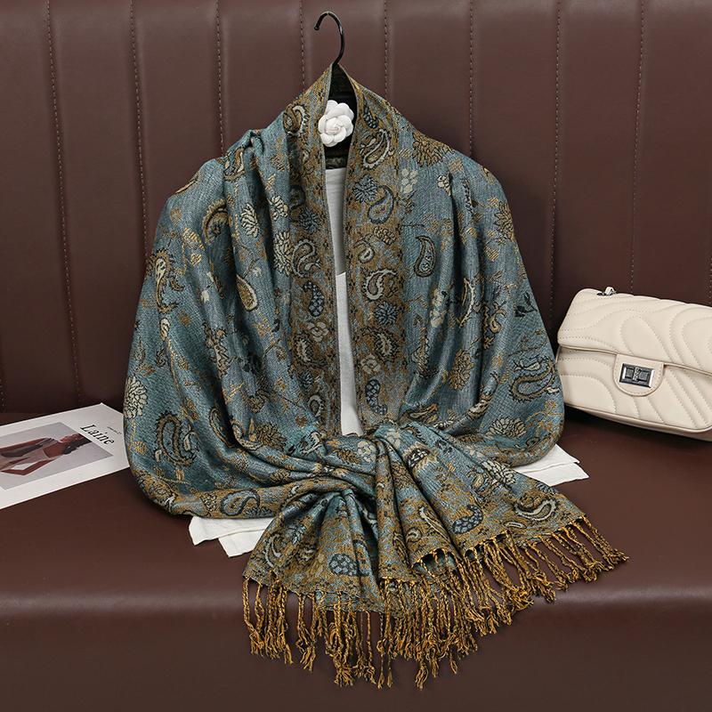 Foulard Paisley Imprime Design Hijabs Pour Femme Cachemire Pashmina Chale Dame Enveloppement Chaud Hiver Foulards Femme