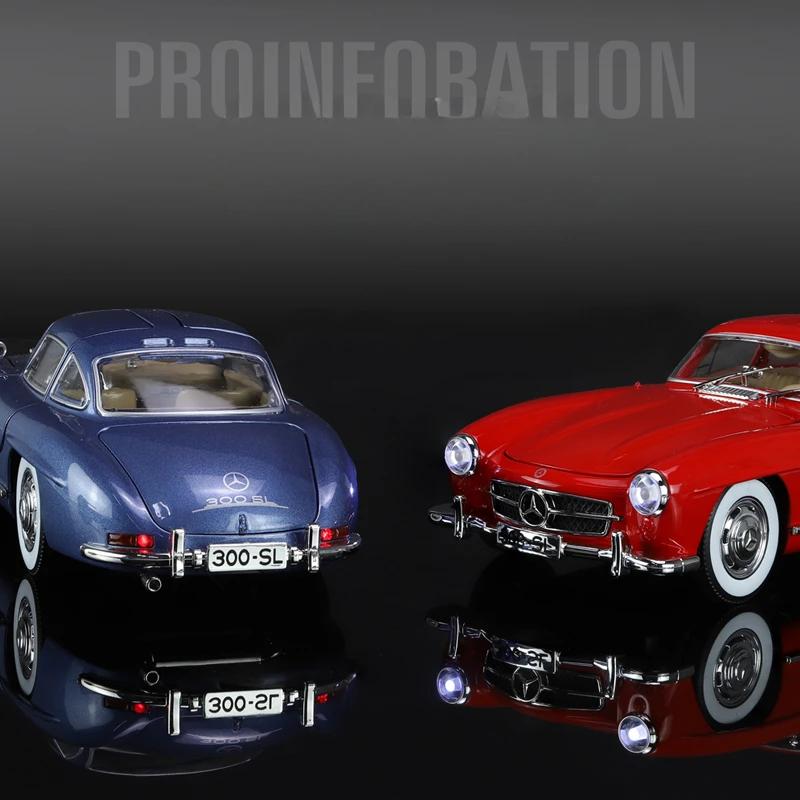 Simulation 1:24 Scale Benz 300SL Alloy Car Model With Sound Light Diecast Metal Toy Vehicle For Boy Collective Miniature Voiture