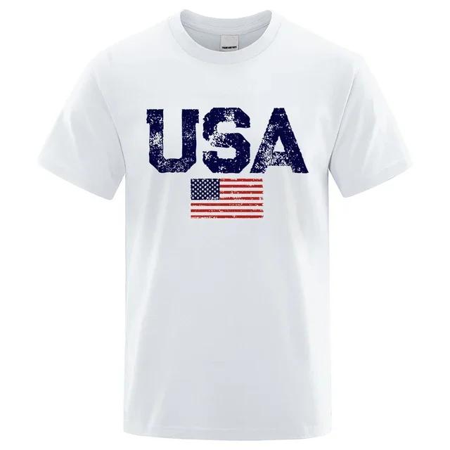 Vintage Usa Flag Street Print Male T Shirts Hip Hop Street Tshirt Summer Casual Cotton Tops Large Size Breathable Tee Clothes