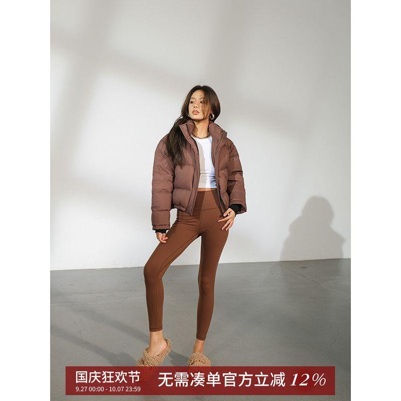 

Discoglam Baked Brown Stretch Yoga Leggings Women s Winter Fashion Ins High Waist Slim Fit Fitness Pants Roasted Brown S