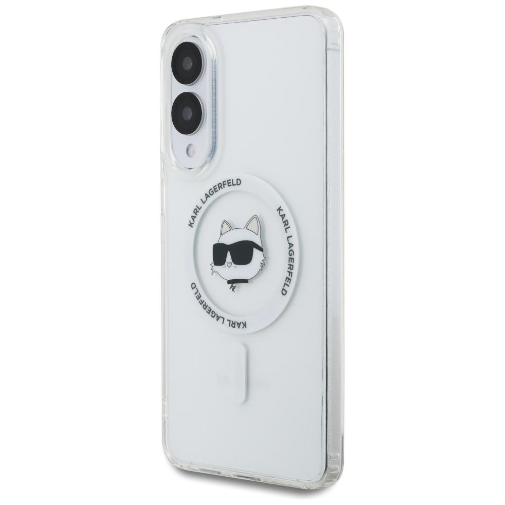 Karl Lagerfeld Button Choupette Head Printed Logo MagSafe Case for Samsung Galaxy S25 Edge White
