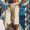 Men's -color Casual Cotton And Linen Loose-fitting Seven-inch Shorts