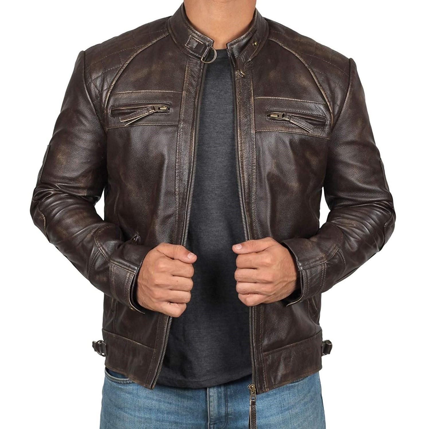 2025 European & American Men s Stand Collar Punk Motorcycle Leather Jacket for Teens - E8U533 5XL