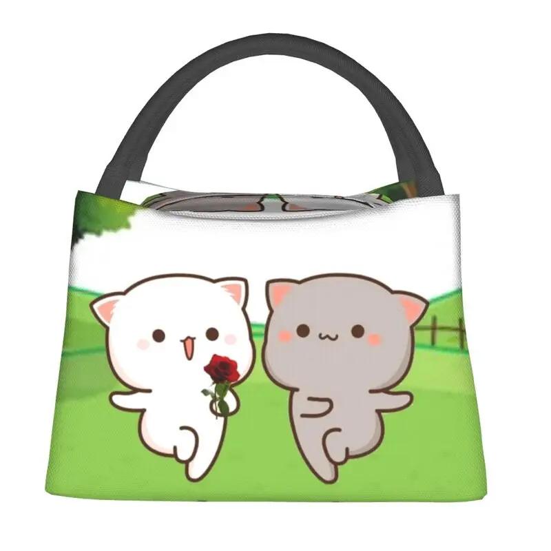 

Индивидуальный романтический персиковый и гома моти кошка сумка для обеда женская сумка-холодильник термоизолированный ланч-бокс для офисных поездок 28x17x16CM розовый