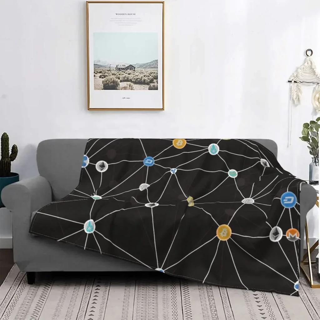 Bitcoin Astronaut Fishing Blanket Soft Flannel Fleece Warm BTC Hodl Space Cryptocurrency Throw Blankets for Bed Sofa Bedspreads