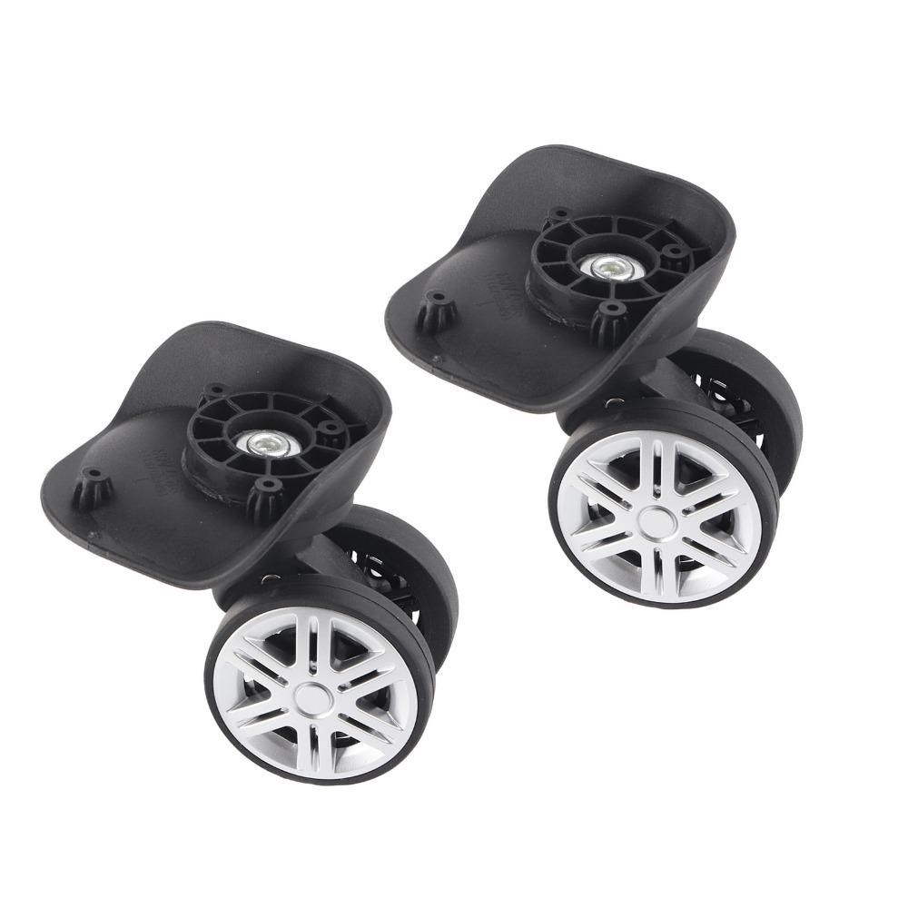 1 Pair Durable Mute Luggage Wheels Double Row Black Suitcase Wheels 360° Rotation Luggage Caster Wheels Travel Box Repair