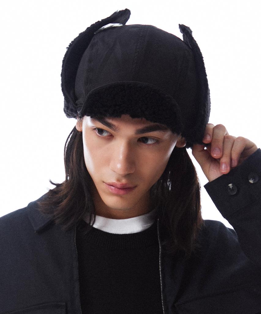 Seullipiseullib [Unisex]F/W Reversible Satin Trooper Hat Black