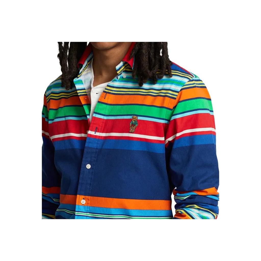 Polo Ralph Lauren Polo Bear Košile Oxford Classic Fit S Pruhovaným Špičatým Límcem Pánské Košile Vícebarevná MNPOWOV16822-725