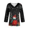 Women's Loose Comfortable Casual Fashion V-Neck Christmas Print 3/4 Sleeve Top
