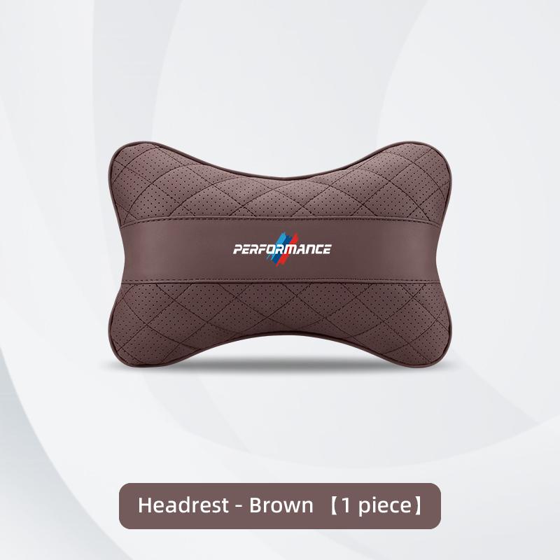 CXVA5 Car Seat Neck Pillow Leather Memory Cotton Headrest For BMW Performance F30 E90 F20 E46 X7 X6 Car Interior Head Support Keychain
