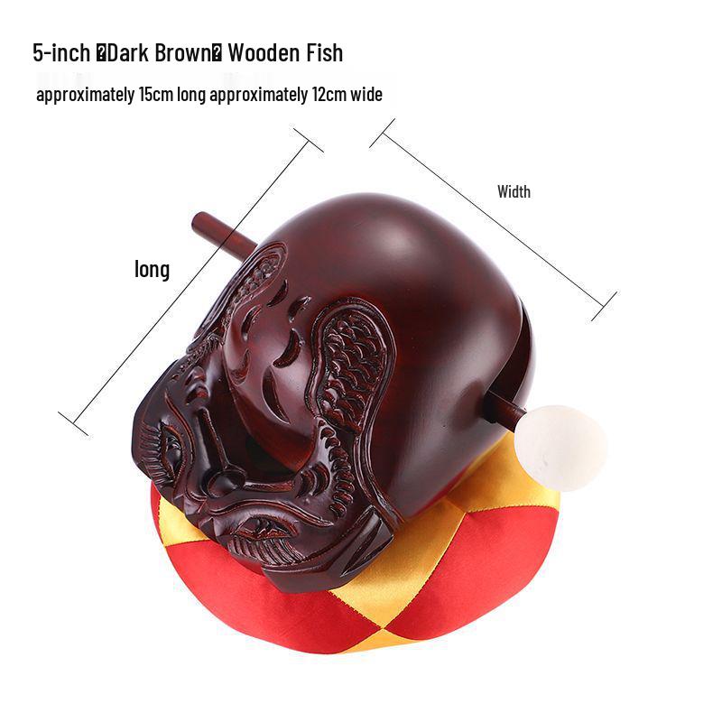 Camphor Wood Fish Percussion Instrument - Exquisitely Carved Solid Wood for Buddhist Chanting and Dharma Rituals