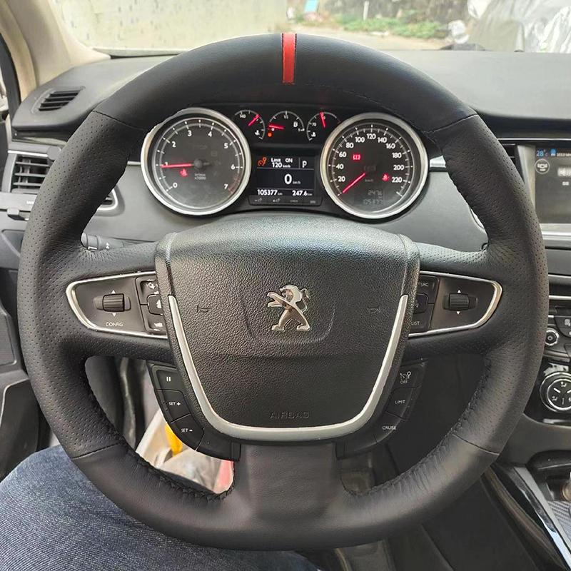 

Для Peugeot 508 2011-2008 SW 2012-2017 Ручне шиття Шкіра замша Нековзкий автомобільний Чохол на кермо style 2