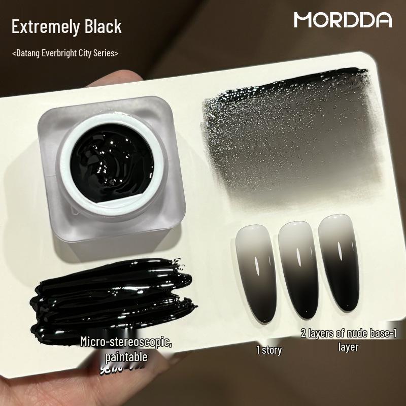 Nail Art Black & White Gel: No-wash, High Saturation, Thick Polish for Color Painting, Smudging, and Gradient Effects.