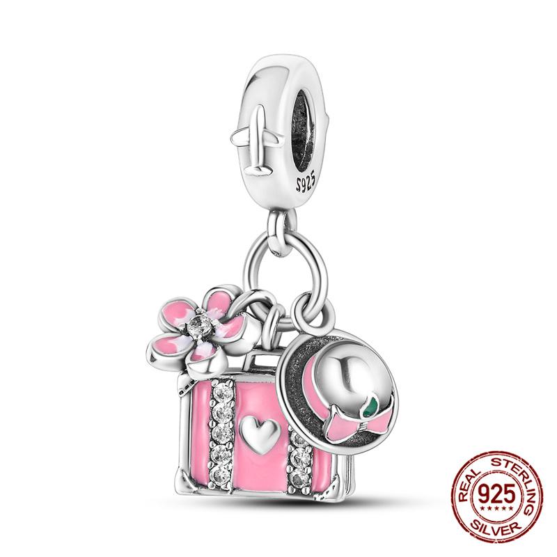Authentic Original 100% Copper Metal High Heels Wine Glass Lipstick Charm Bead Components Compatible With Women Bracelets Do It Yourself High Quality