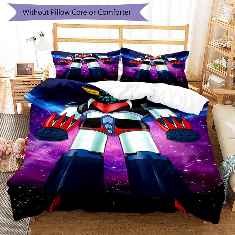 3pcs UFO Robo Grendizer2 pattern bedding set duvet cover set includes duvet cover &pillowcases, perfect all season bedroom decoration & gift