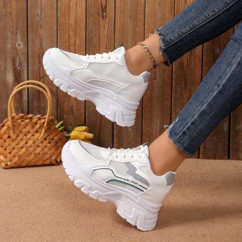 Frühling/Herbst Rundkopf Komfort Übergröße Walking Schuhe Mode Neu Verkauf Dicke Sohle Schnürschuhe Lässige Sneaker Damen