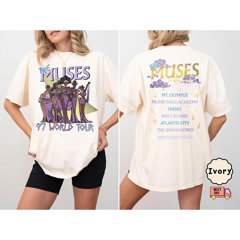 

Women Retro Anime Cartoon Tee Summer Hercules The Muses 97 World Tour Comfort Color Shirt Street Fashion Versatile Sports Jersey S