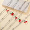Cazador Enamel Red Cherry Charm Bracelet For Woman Stainless Steel Double Layer Beads Chain Fashion Fruit Jewelry Gift