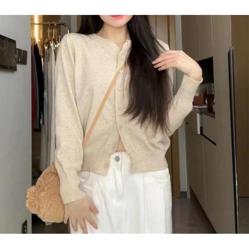 

Мягкий восковой вязаный кардиган-жакет женский весенне-осенний новый ретро маленький топ с длинным рукавом женский One Size