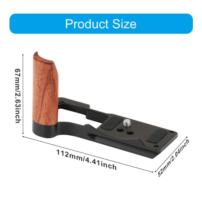 Aluminum L Bracket Quick Release Plate For R50V Camera Handgrip Holder 1/4in Hole with Wood Grip