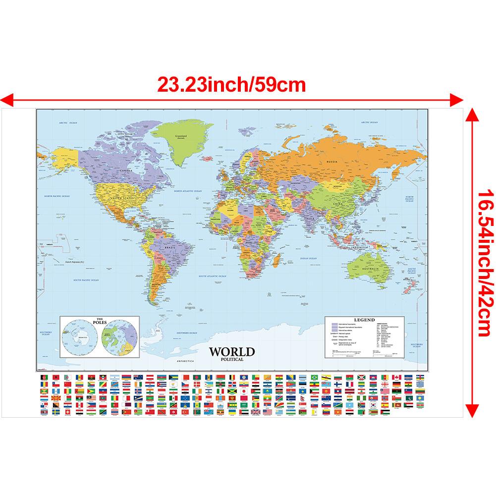 

Карта мира без рамки настенное искусство настенная карта фон школьный офис класс декор подарок путешествия/образовательные принадлежности 59*42cm