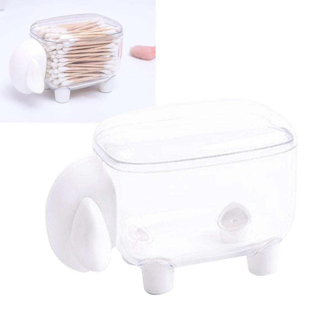 Cotton Swab Holder Sheep Design Transparent Toothpick Storage Box Container Home Decoration White