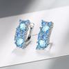 New Arrival Female Earrings  Sterling SIlver Blue Round Zircon Stud Earrings For Women  Gift Pendientes Oorbellen