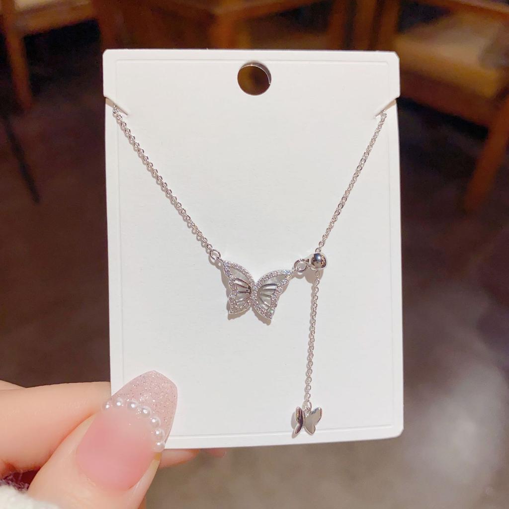 Zircon butterfly pendant necklace light luxury niche fashion temperament versatile high sense necklace women