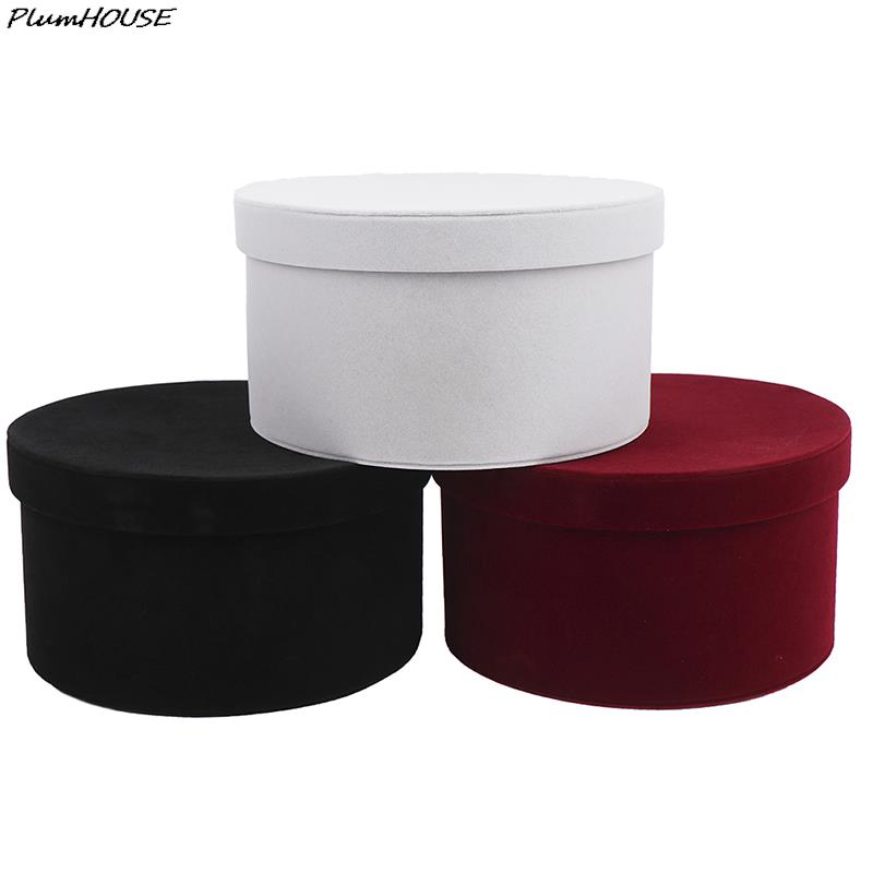 1PC Round Flannelette Flower Box Wedding Flower Christmas Gift Candy Multi-function Florist Gift Party Packaging Decoration Box