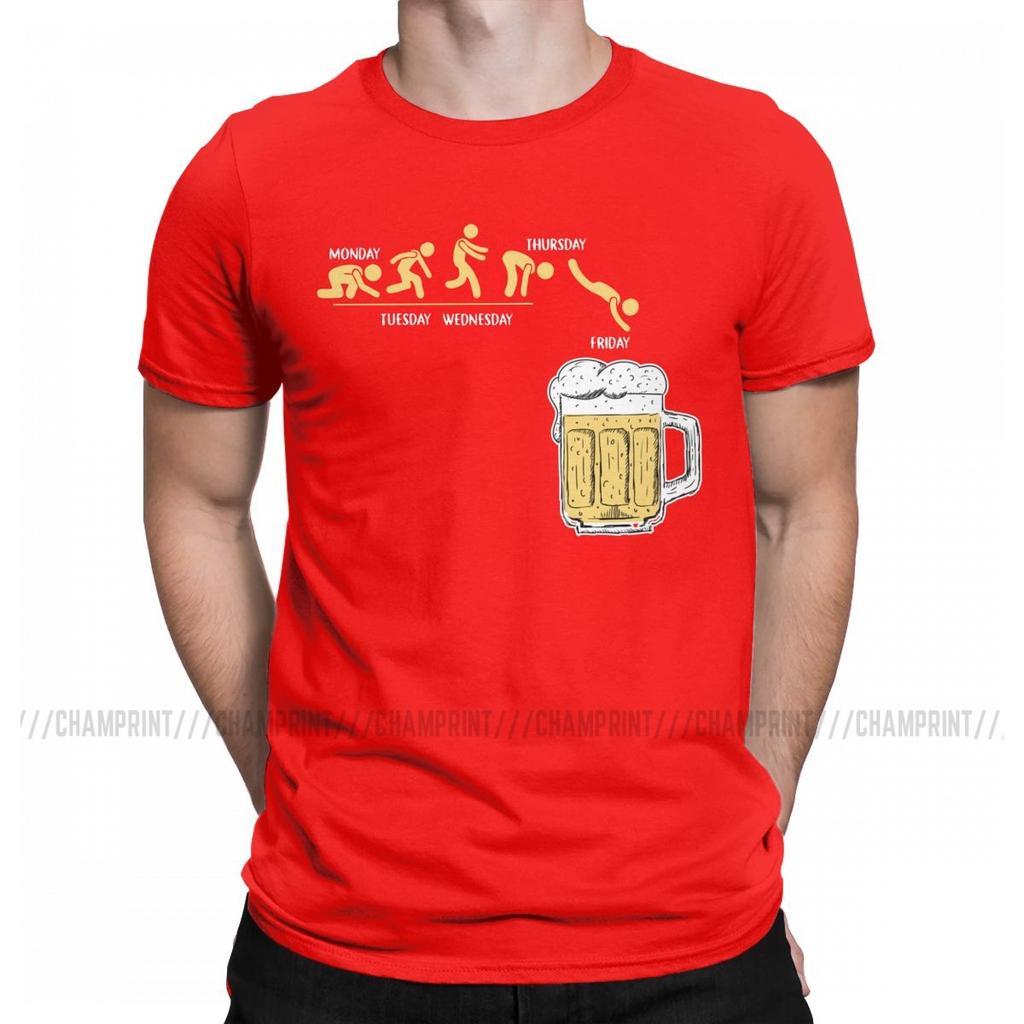 Funny Friday Beer Alcohol Weekend T Shirts Men 100% Cotton Vintage T-Shirt Round Neck Tees Short Sleeve Tops Plus Size