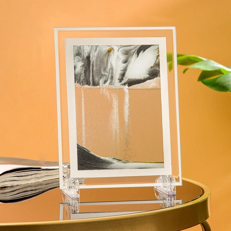Square Sandscape Moving sand Art Picture Deep Sea Quicksand Craft 3D Hourglass in Motion Flowing Sand Painting Home Decor Gifts