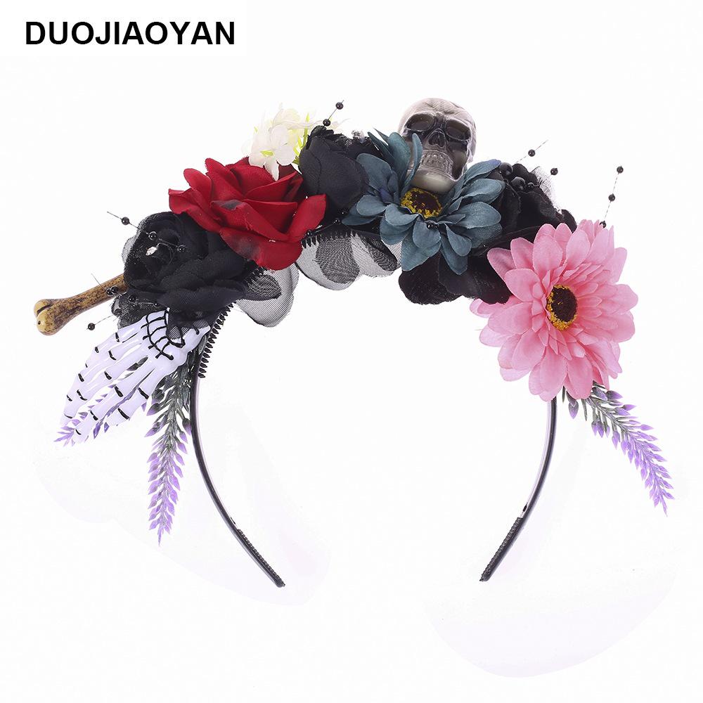 Halloween Flower Headband with Spider for Cosplay or Makeup Party