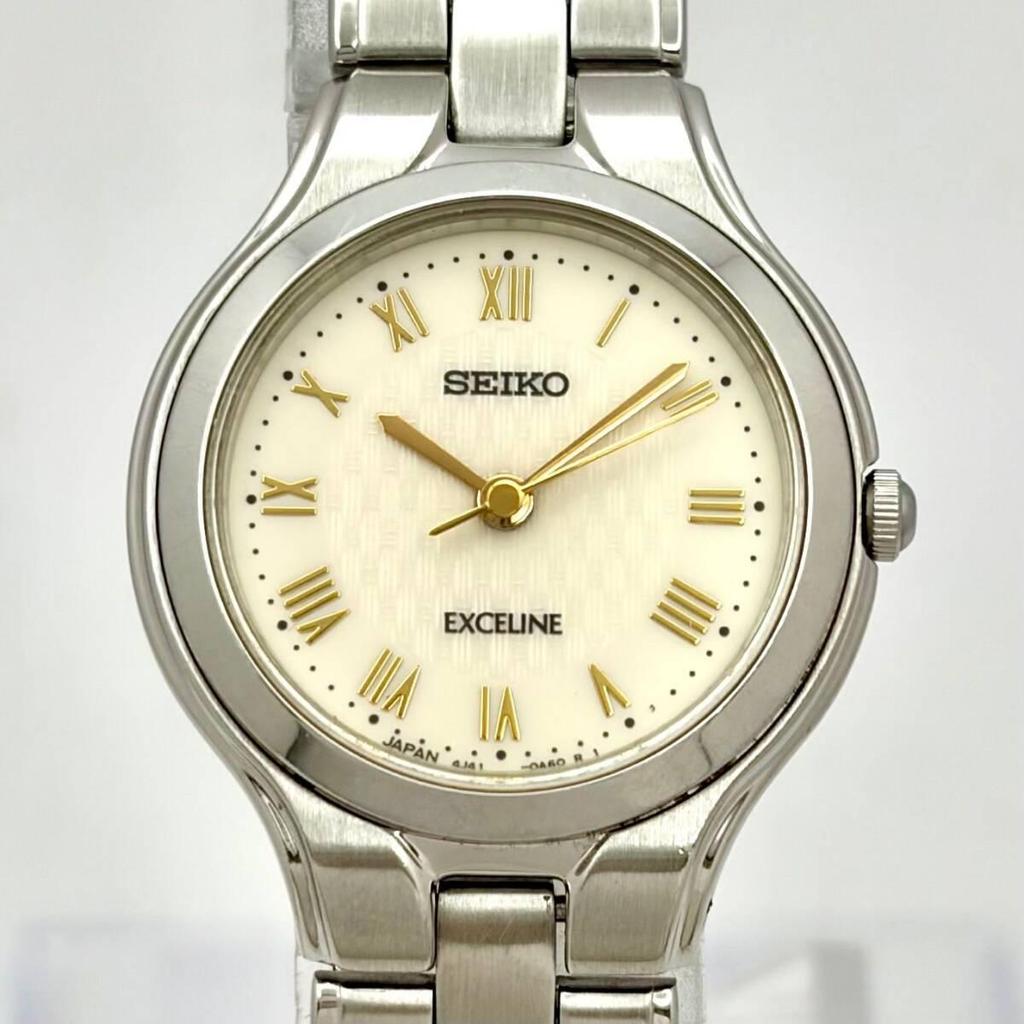 Used [New Battery] SEIKO EXCELINE Ladies Watch Roman Silver 4J41-0A50 100445