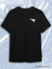 TeeSensation Black Crew Neck Short Sleeve T-Shirt with Small White Cartoon Goose Holding Red Heart Chest Logo