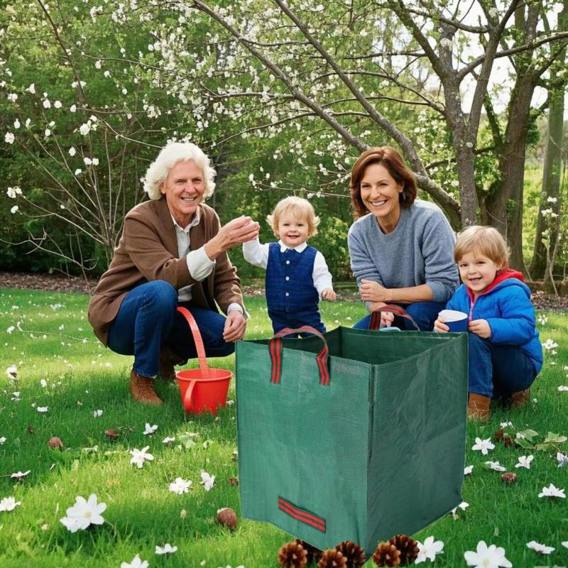 1PcsReusable garden bag with reinforced handle - portable foldable lawn bag suitable for home, garden, and yard cleaning.