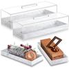 Rectangular Cake Tray Display Box with Clear Lid Acrylic Cake Holder Dustproof Cake Stand Suitable for Cake and Dessert